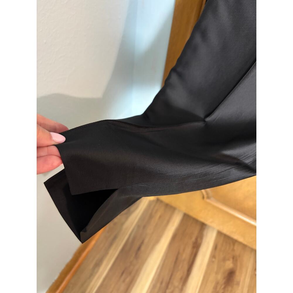 Talbots Pure Silk Black Ankle Pants Size 14 High Rise Satin Dress Trousers - Picture 4 of 5